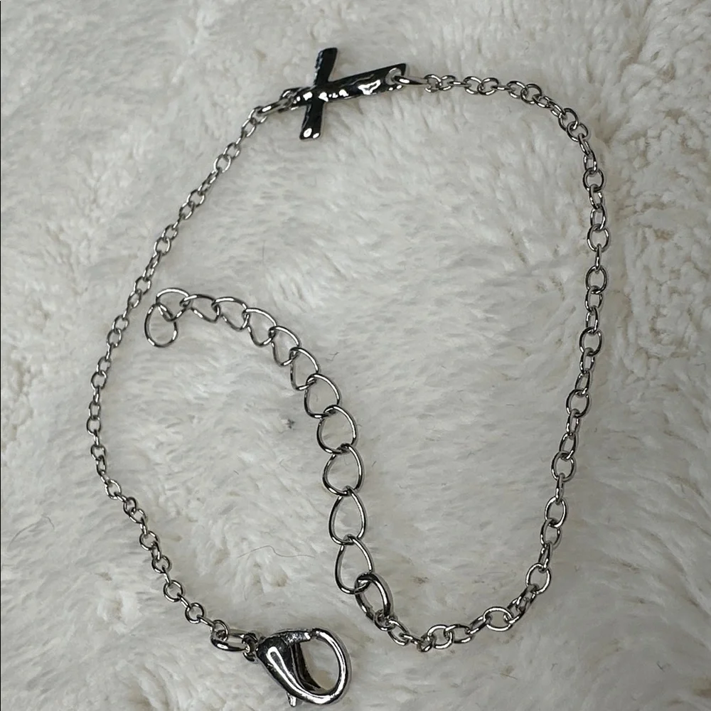 Cross Bracelet Double Sided Silver Tone Bracelet Faith Religious Gifts NWT